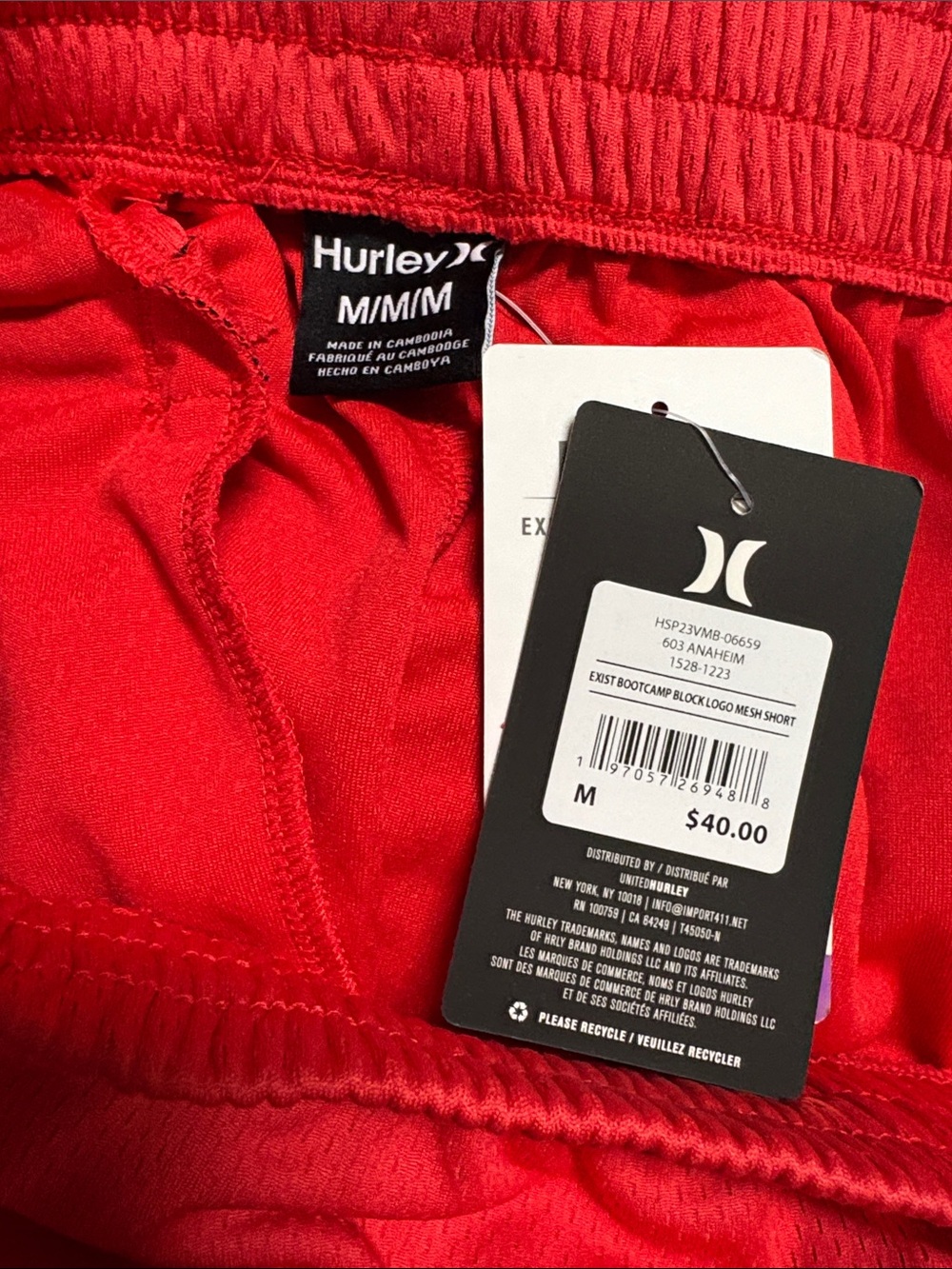 Hurley Men’s Red Mesh Athletic Shorts NWT Size Medium - Picture 2 of 9